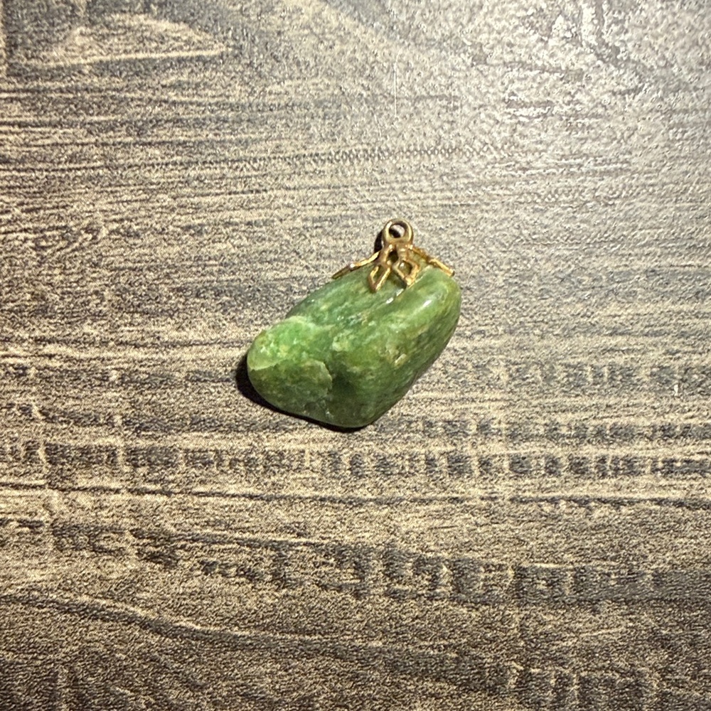 Green Stone Pendant with Gold Accent
